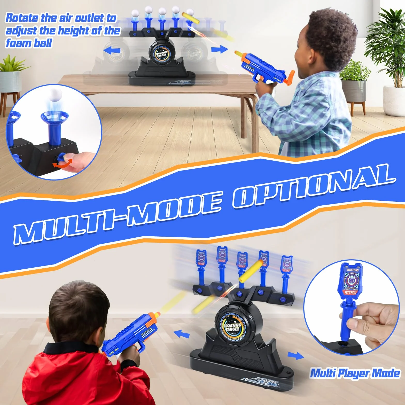Joellfuner Tiro al Bersaglio Bambini, Bersaglio Nerf con 5 Obiettivi, Hover Shot Gioco, Bersaglio Elettrico Ricaricabile, Pistola Nerf per Maschio Bambina 3+Anni, Regalo Compleanno Natale (2)