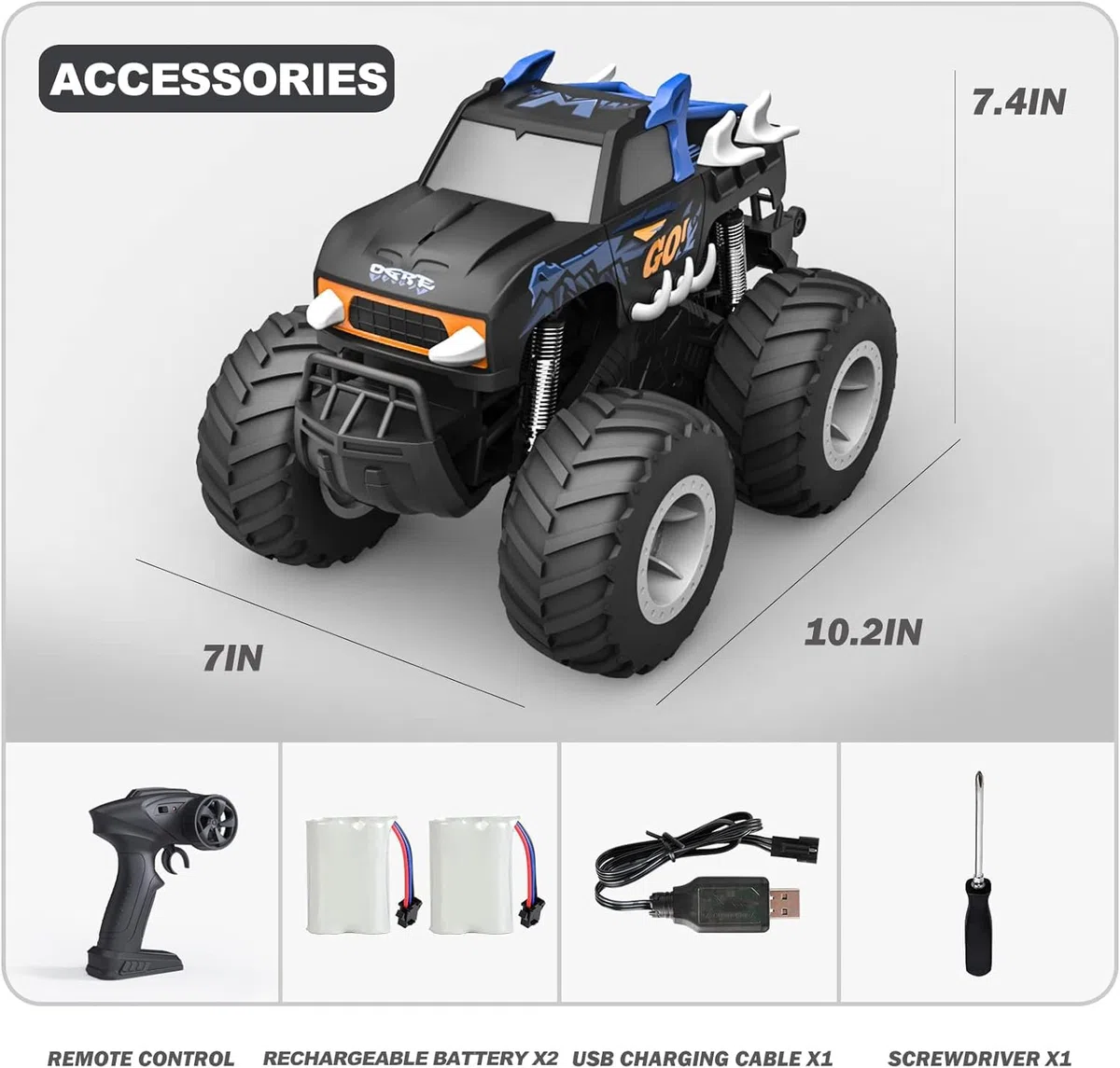 Macchina Telecomandata Bambini Monster Truck Anfibio Telecomandato 1:16 4WD Off-Road Auto RC 2,4 GHz Monster Truck Radiocomandato con due batterie Regalo di per Ragazzi Ragazze 4 5 6 7 8 anni