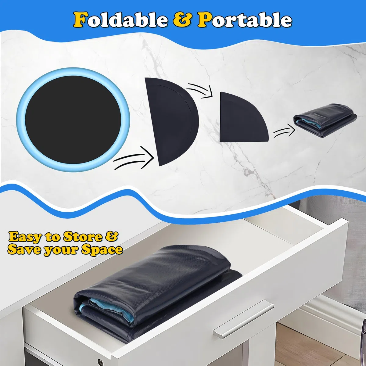 CACSPS Tappetino antiscivolo da 150 cm, per bambini e cani, addensante piscina con irrigatore, giocattoli estivi all'aperto, piscina per bambini e ragazze o cani da compagnia (blu)