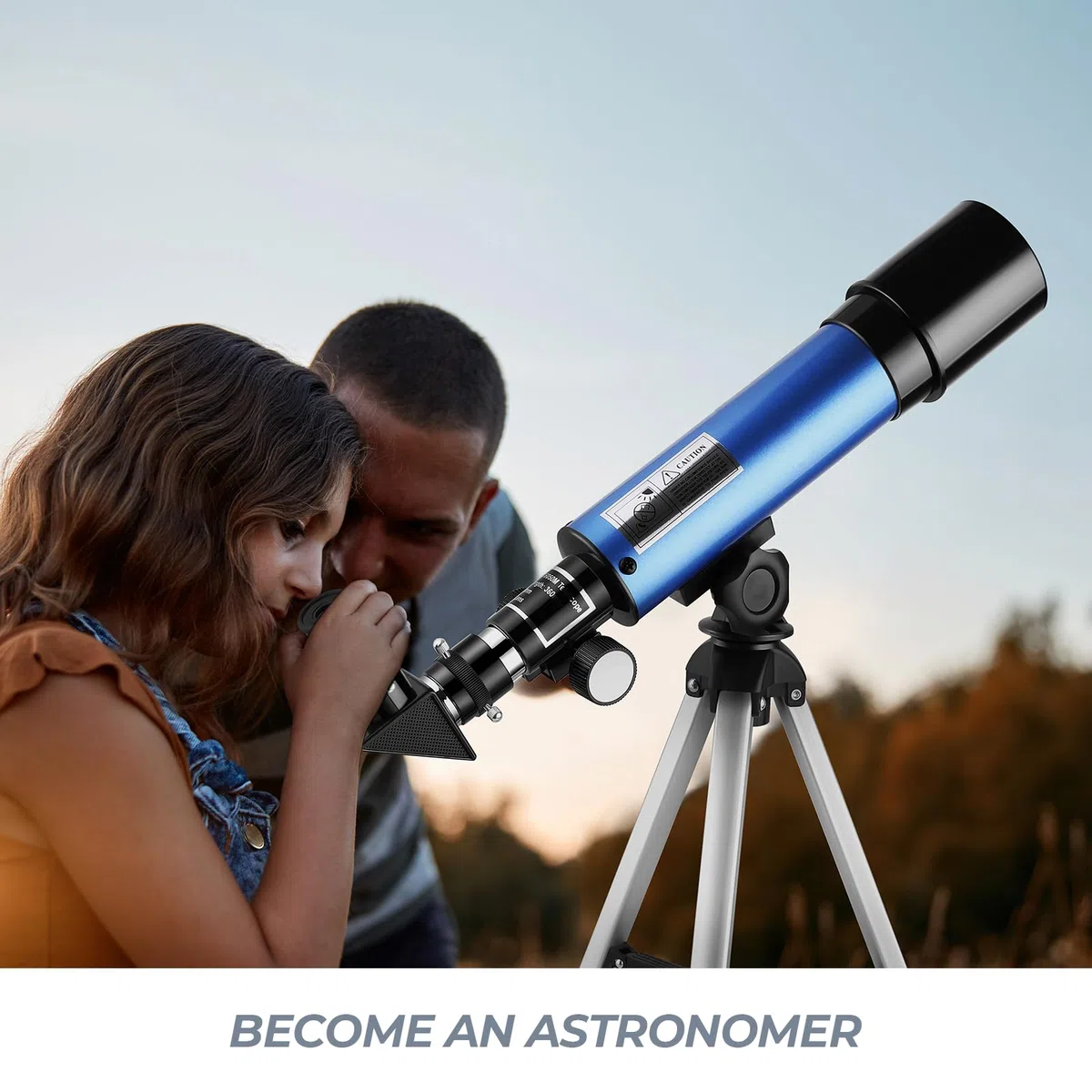 Telescopio 50/360 mm con 2 oculari e treppiede leggero per bambini possono osservare la luna e il cielo notturno, per i giovani aspiranti astronomi