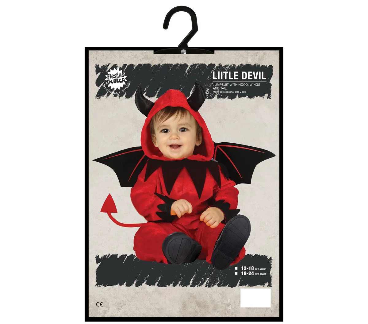 FIESTAS GUIRCA | Costume Piccolo Diavolo Bebè - Include Ali, Cappuccio, Coda e Tutù - Costumi da Demone per Halloween e Feste in Maschera - Ideale per Bambini - Rosso e Nero