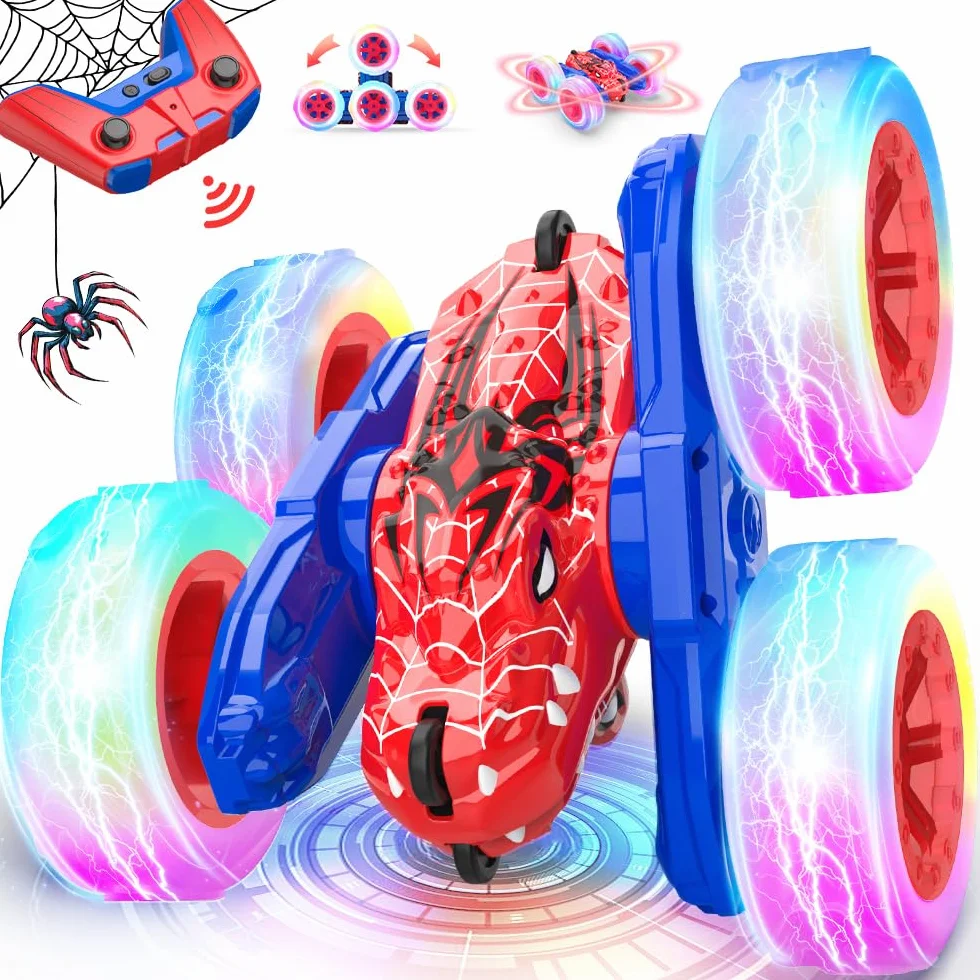 Spider Macchina Telecomandata per Bambini, 2.4GHz RC Auto Radiocomandata Acrobatica, Ricaricabile Monster Truck Giochi, Telecomandato Camion Giocattoli, Compleanno Regalo Bimbo 3 4 5 6 8 9 10 Anni