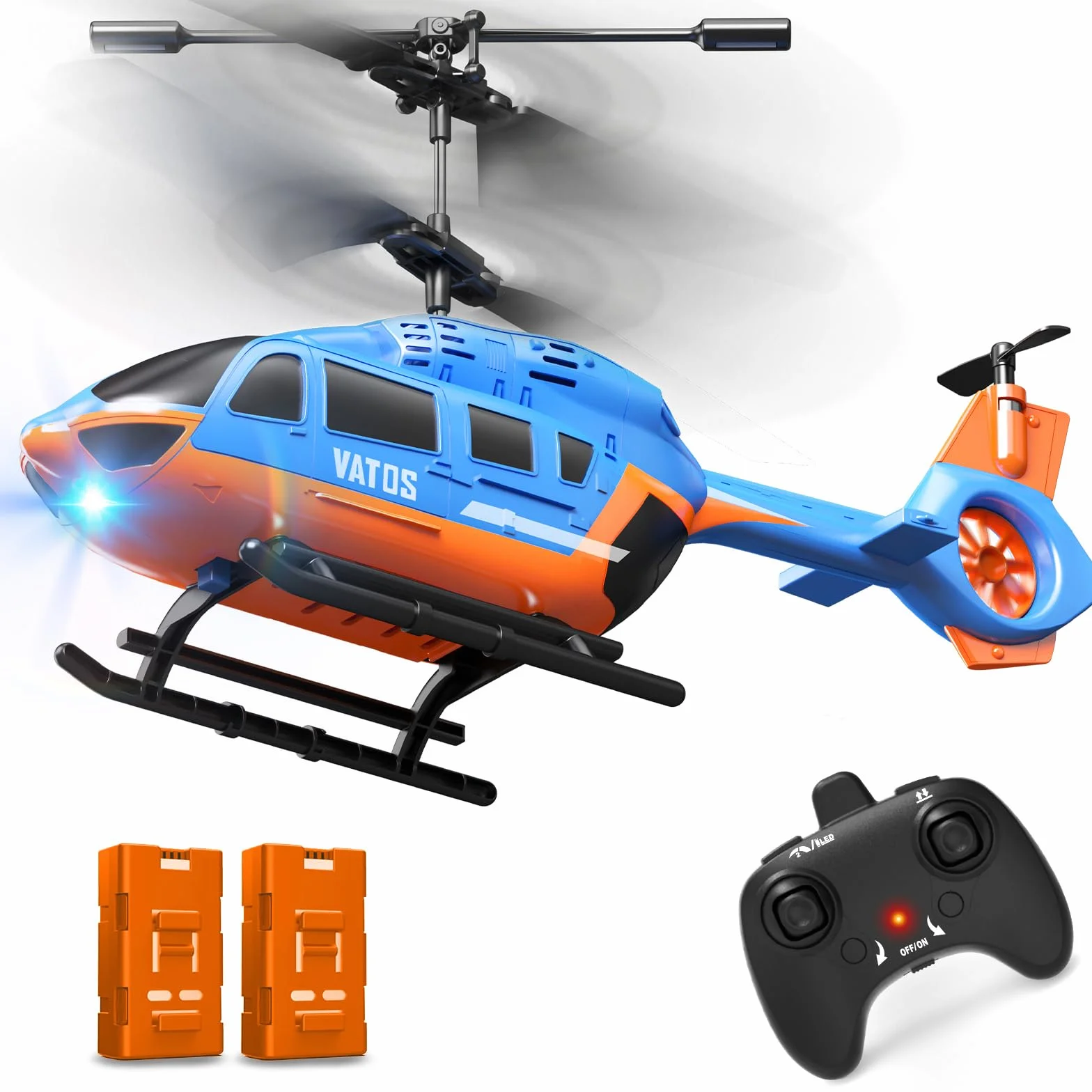 VATOS Elicottero RC 2.4G con Luci LED - Controllo Semplicissimo, Funzione Altitude Hold, Decollo/Atterraggio Automatico - Avviso Batteria Bassa - Regalo Per Bambini Principianti 10+ Anni