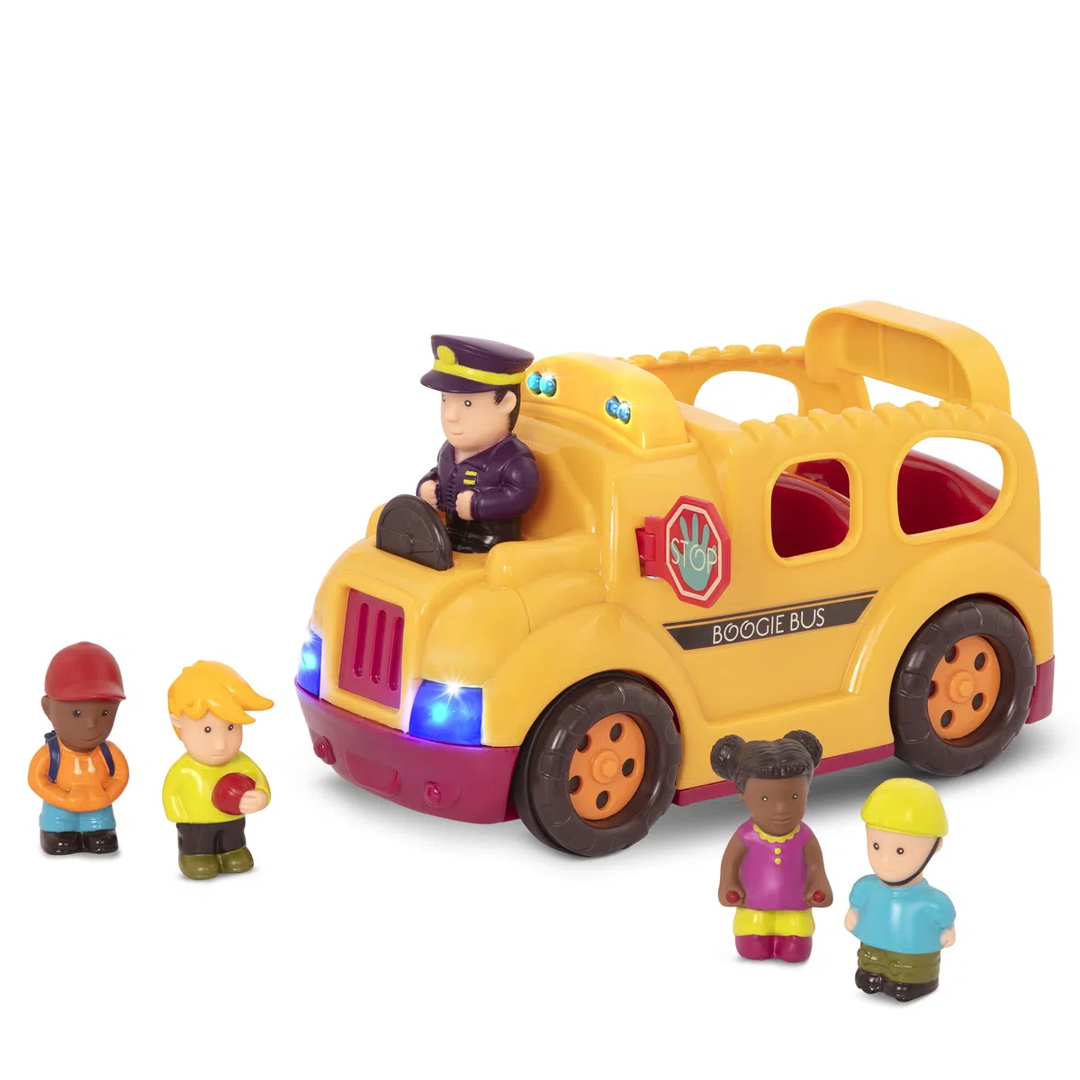 B. toys - Boogie Bus - Scuolabus giallo interattivo - Luci e suoni - Scuolabus giocattolo per bambini e ragazzi - Autista e passeggeri - 18 mesi +