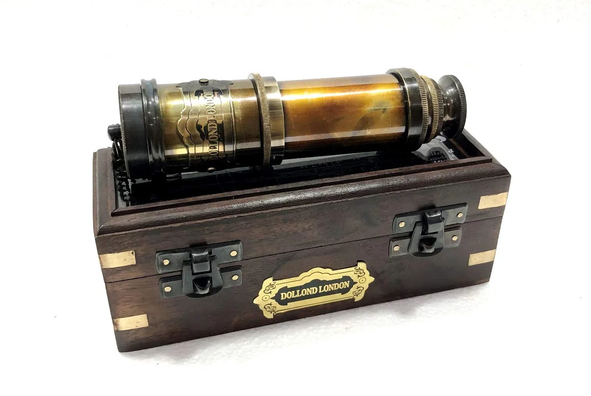 Antico Maritime Brass Dolland London Telescope Nautico Vintage Spyglass Scope
