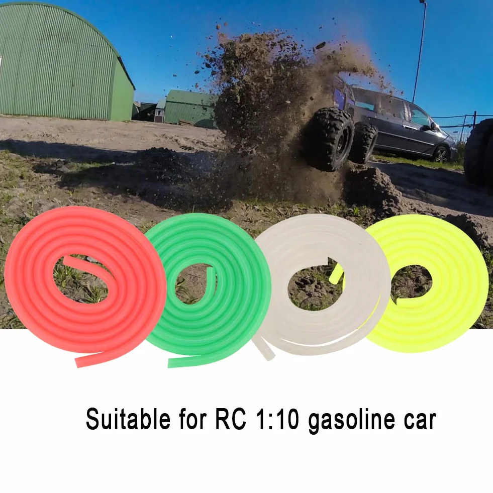 Naroote Tubo Carburante in Silicone per Auto a Benzina RC 1:10 - Tubo Carburante Antiusura e Resistente Alla Corrosione di Alta qualità - Confezione da 4 per Appassionati di RC