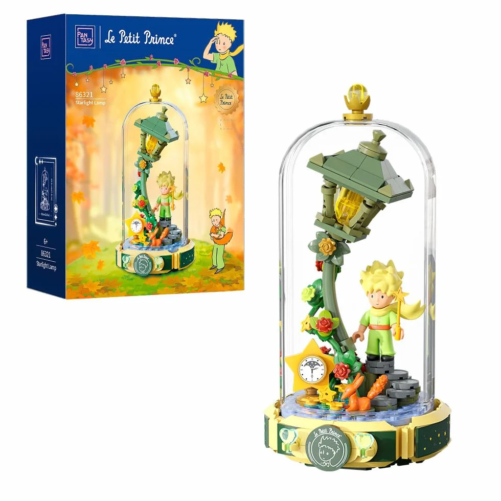 PAN TASY Le Petit Prince Set di Mattoncini Costruibili Lampada Stellare Modello Creativo Fai-da-te con Minifigure e Copertura Antipolvere Alta Trasparenza Regalo Mattoncini Premium per Decorazione