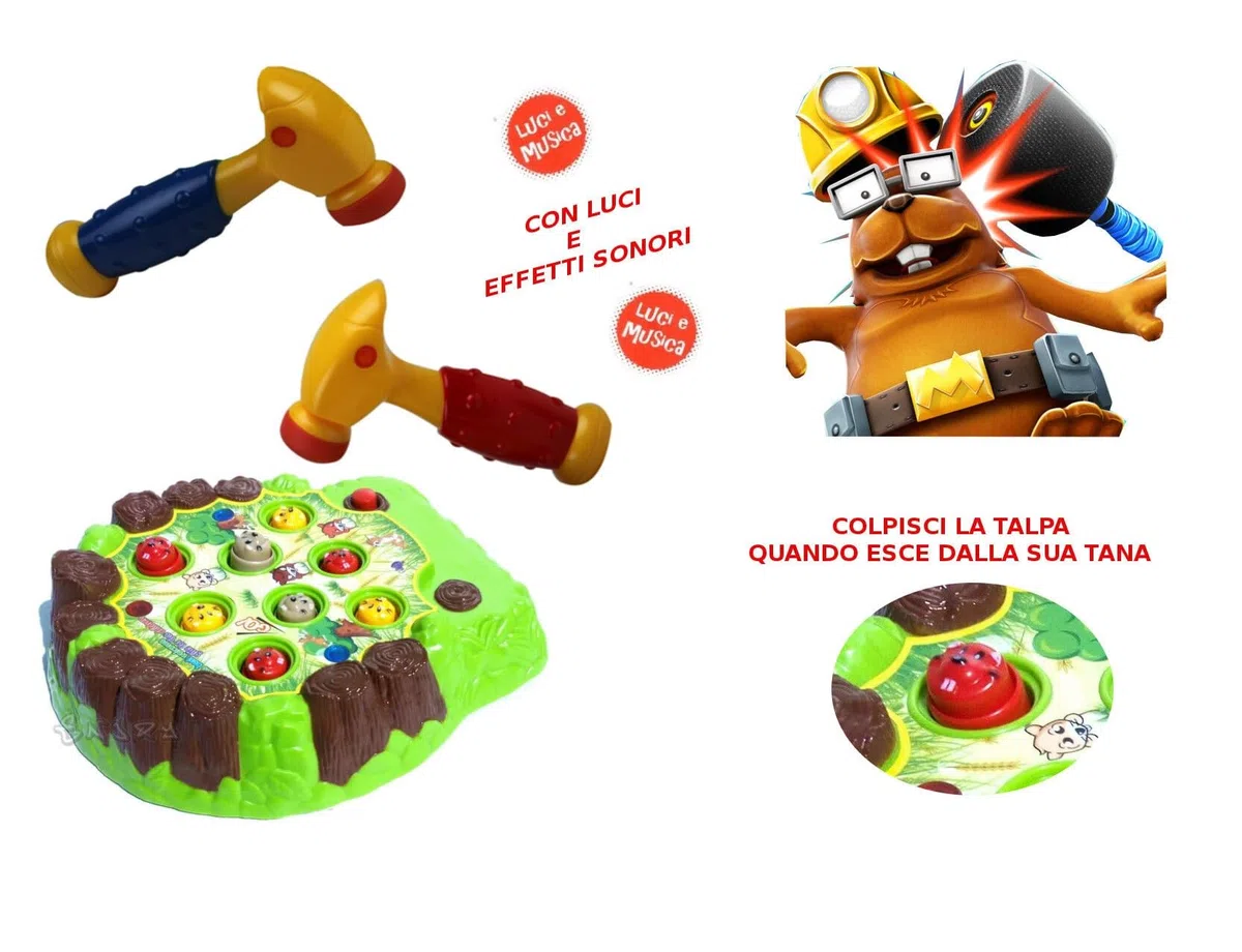 Generico Gioco Cattura La Talpa Acchiappa Talpa con Luci e Suoni Gioco Martello Giocattolo Elettronico Arcade Interattivo Colpisci Le Talpe