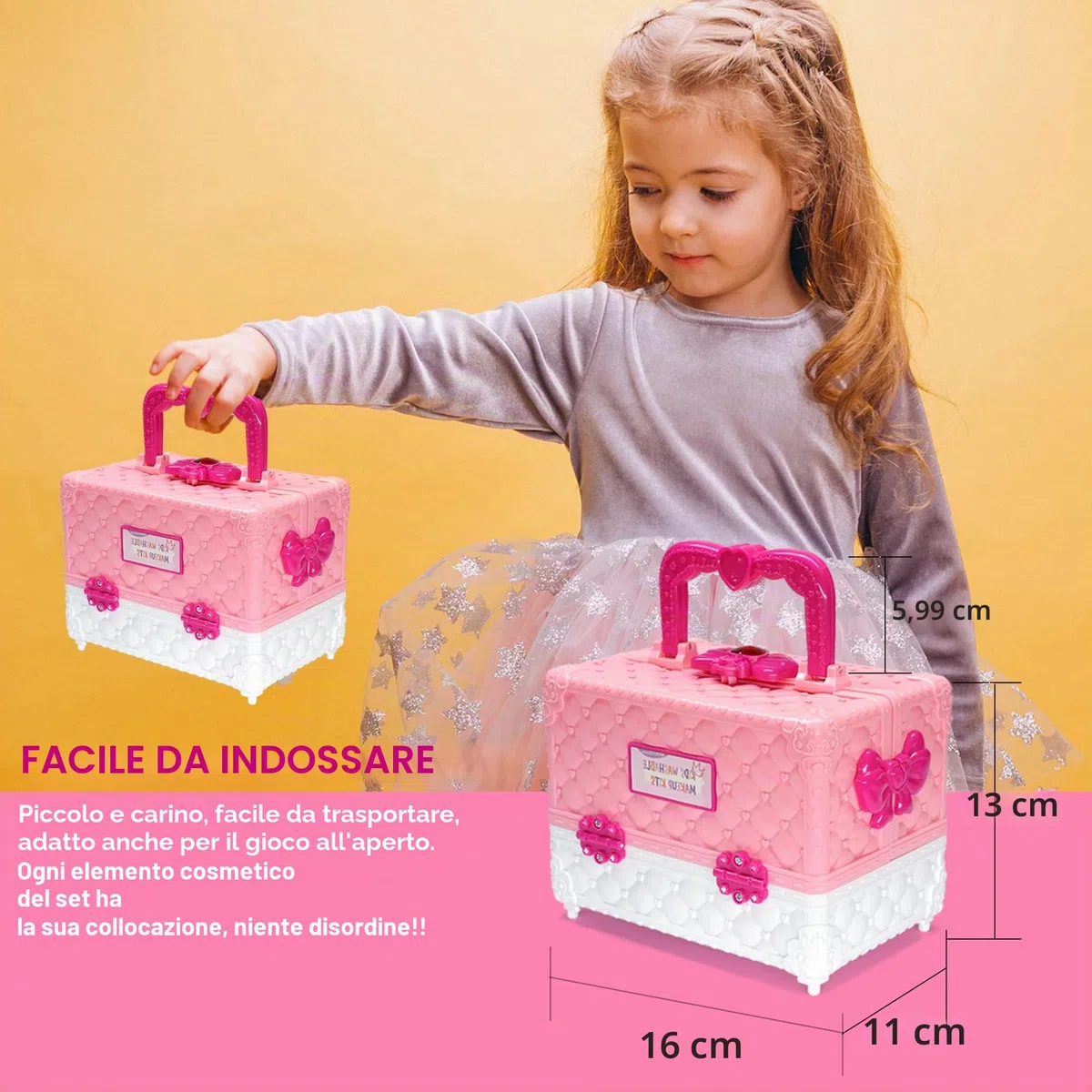 Set di trucchi per bambine e ragazze, 54 pezzi, lavabile e sicuro, principessa 4-12, regalo Natale