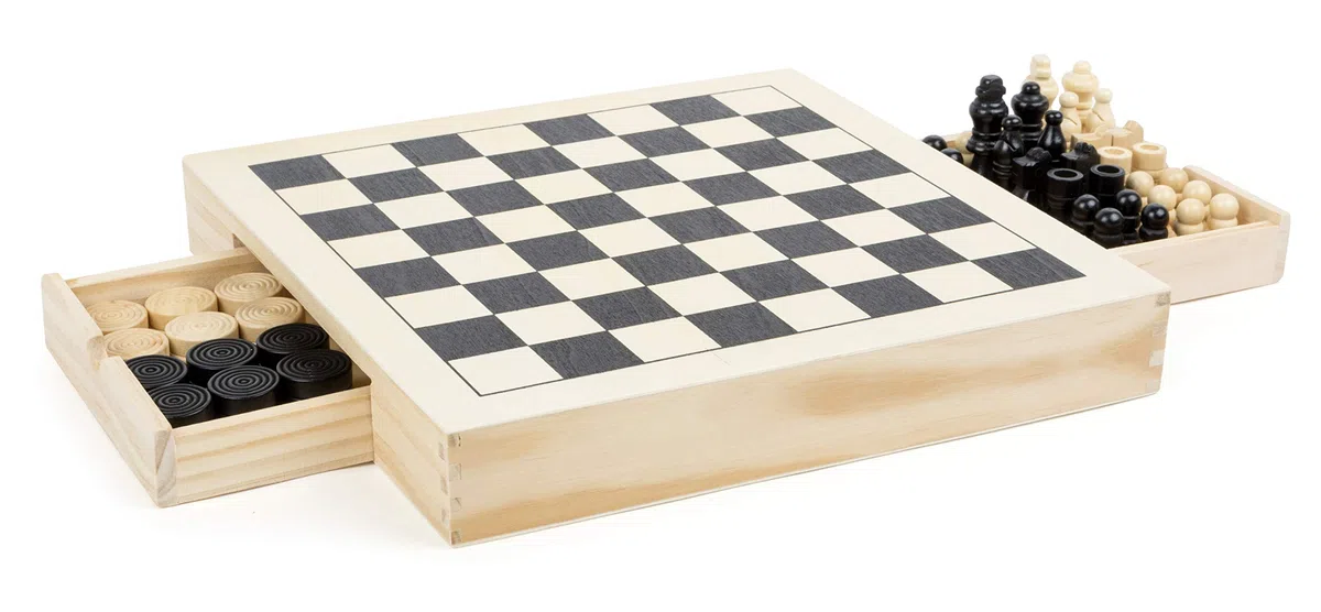 Set da giochi Scacchi, dama e mulino, Multicolore