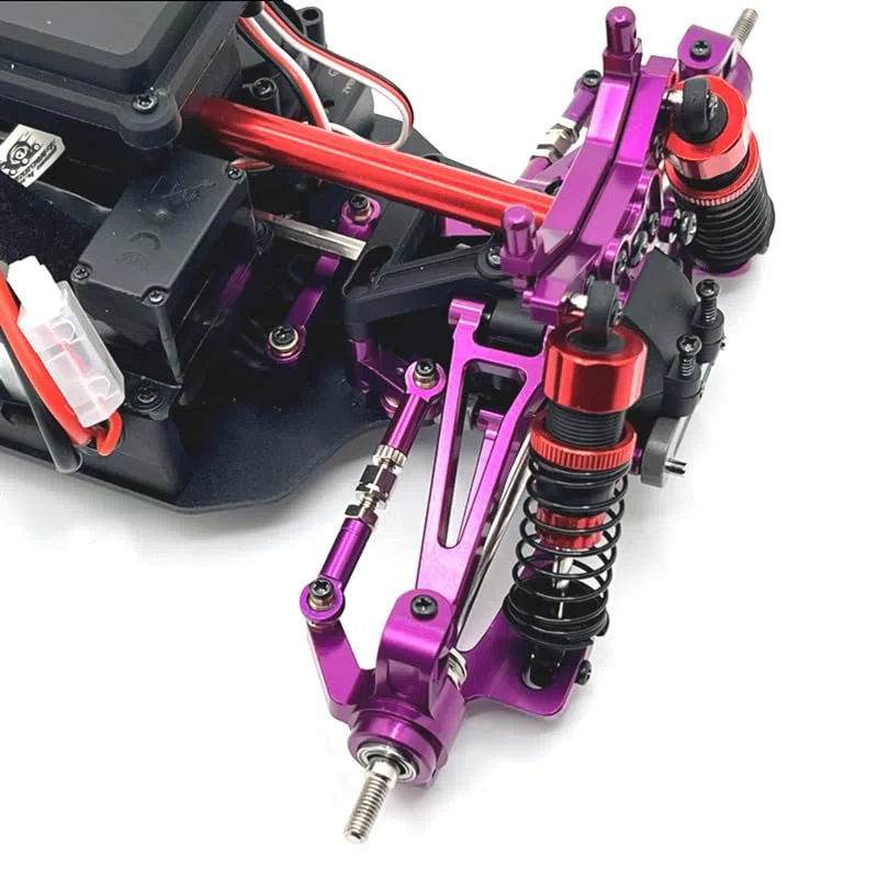 JOYSOG Ricambi RC per Hyper Go 1/14 14209 14210 H14BM Alluminio Anteriore Posteriore Inferiore Superiore Forcellone Volante Coppa Sterzo Kit (rosso)
