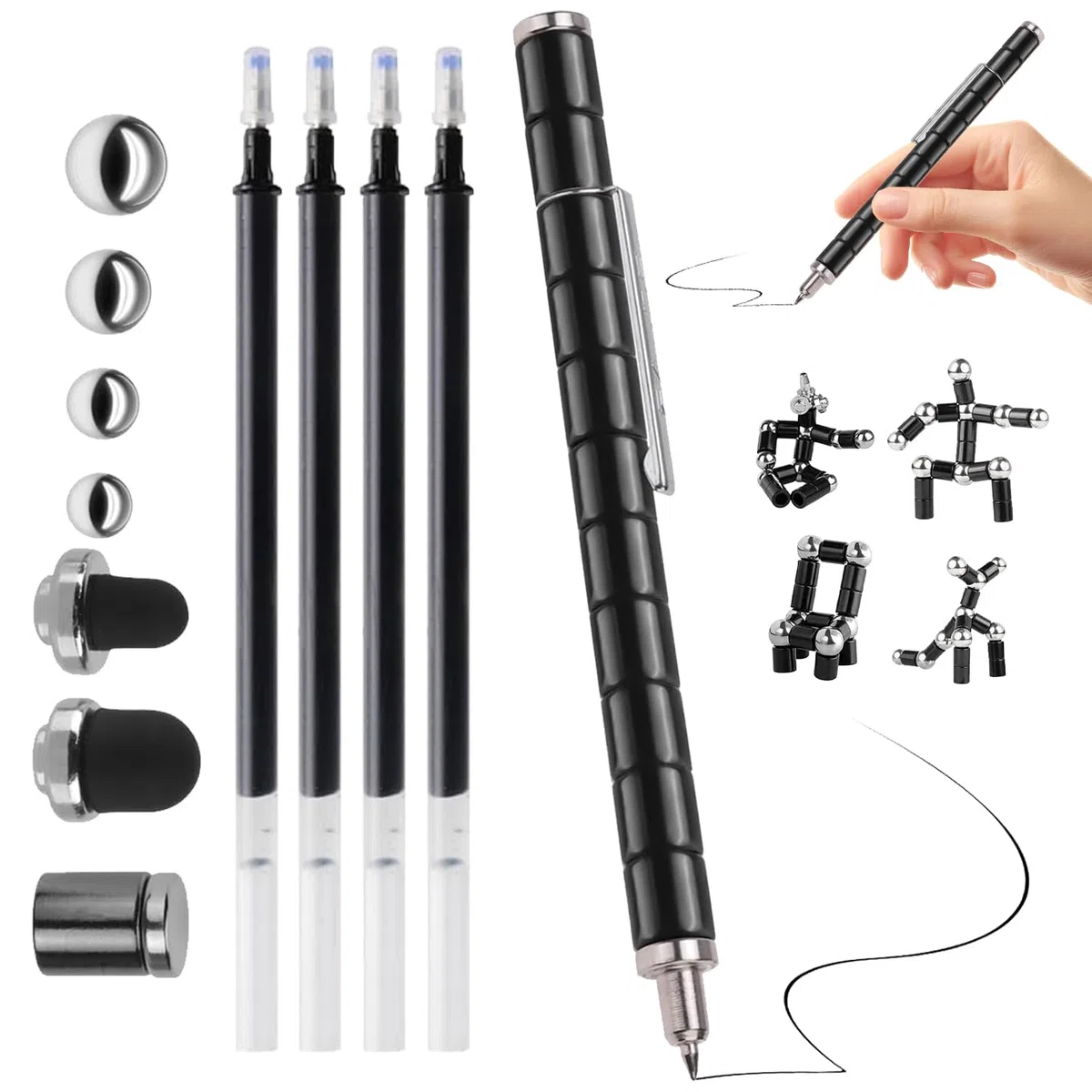 Penna Magnetica Multifunzione, Giocattolo Magnetico Fidget Pen, Penna Giocattolo Combinata, Set Regalo Creativo