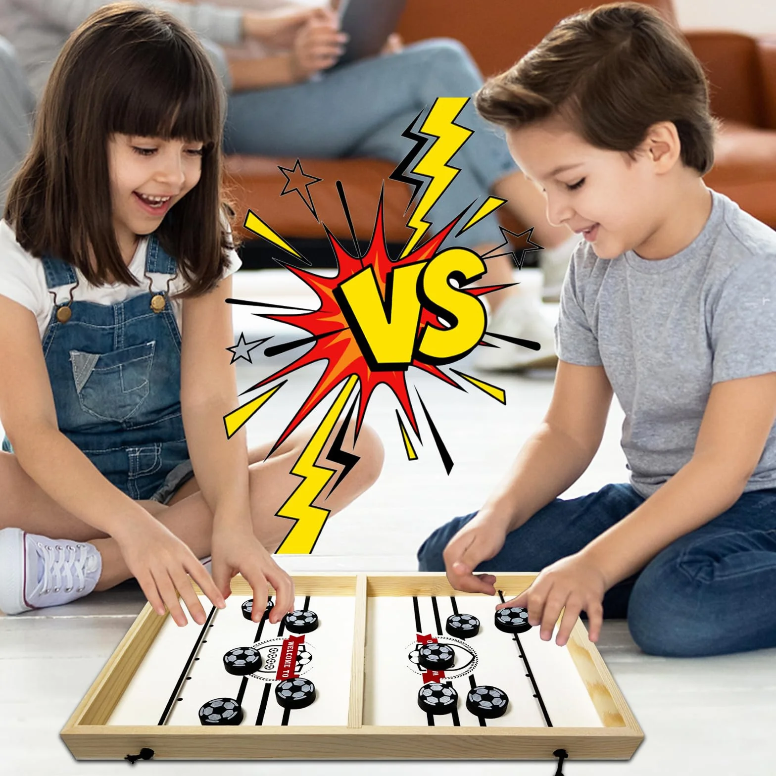 Hockey da Tavolo ad Aria, Doppio Combattimento rapido Rimbalzo, Set di scacchiere Portatile, Air Hockey da Tavolo per Bambino, Adatto Come Regalo per Genitori e Bambini, Sling Puck - Calcio