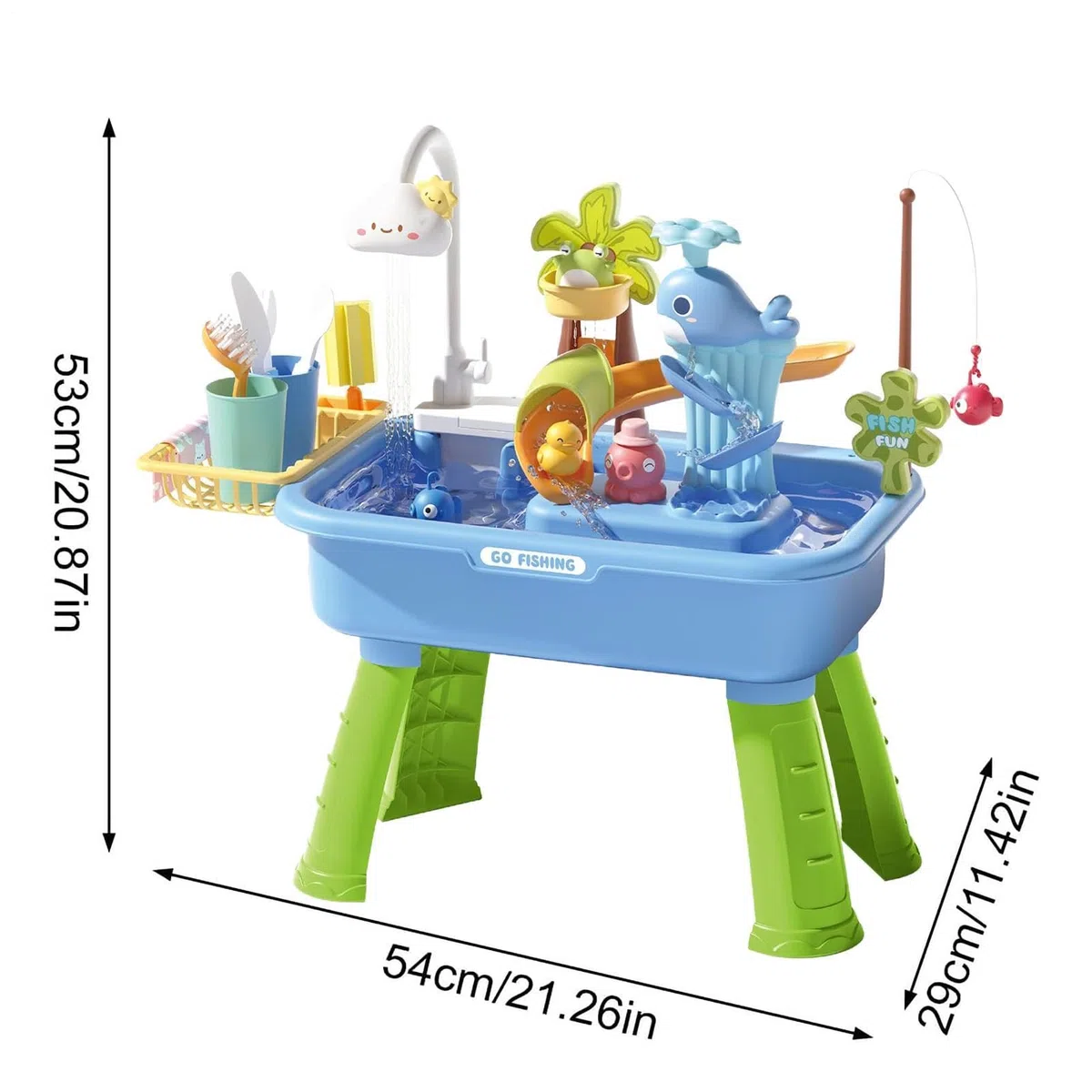 Generisch - Tavolo da gioco per bambini, per esterni, con pompa 'acqua, lavello 4 in 1 con acqua corrente e una pompa, per bambini con , tavolo da gioco d'acqua, giocattolo d'acqua, ABS