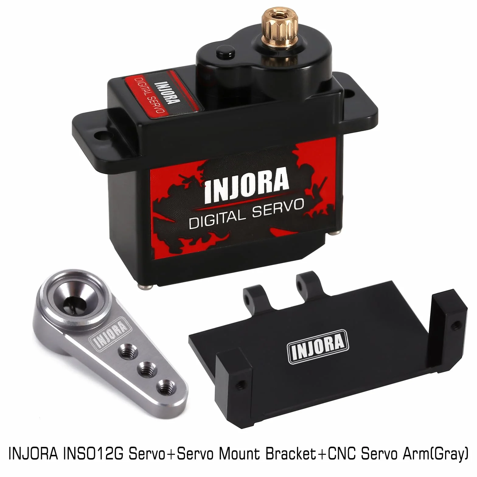 INJORA RC Servocomandi 12g Digitale Servo con Supporto in Metallo e Braccio 15T per RC Axial SCX24 AX24 Car Model Upgrade Parts?Grigio