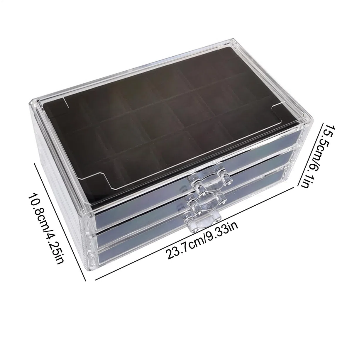 Vetrina con pietre preziose, 54 scomparti, 3 cassetti, scatola da collezione Rock in pietra acrilica trasparente, scatola per gioielli, contenitore per bambini, organizer per, 15,5 x 23,7 x