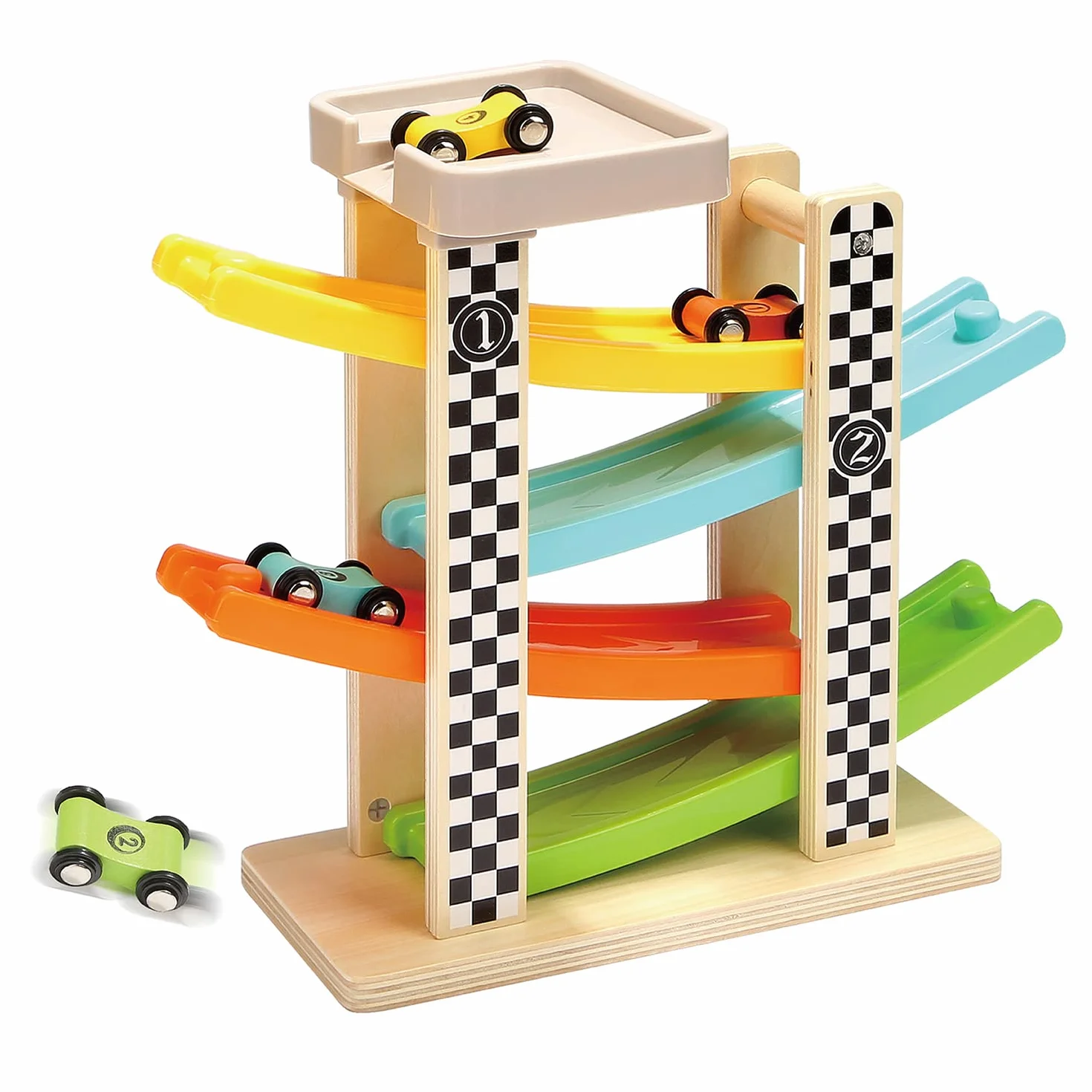 TOP BRIGHT 2 anni di legno ragazzo rampa giocattolo, gioco di auto per 12 18 mesi, regalo auto rampa giocattolo per 1 anno di età