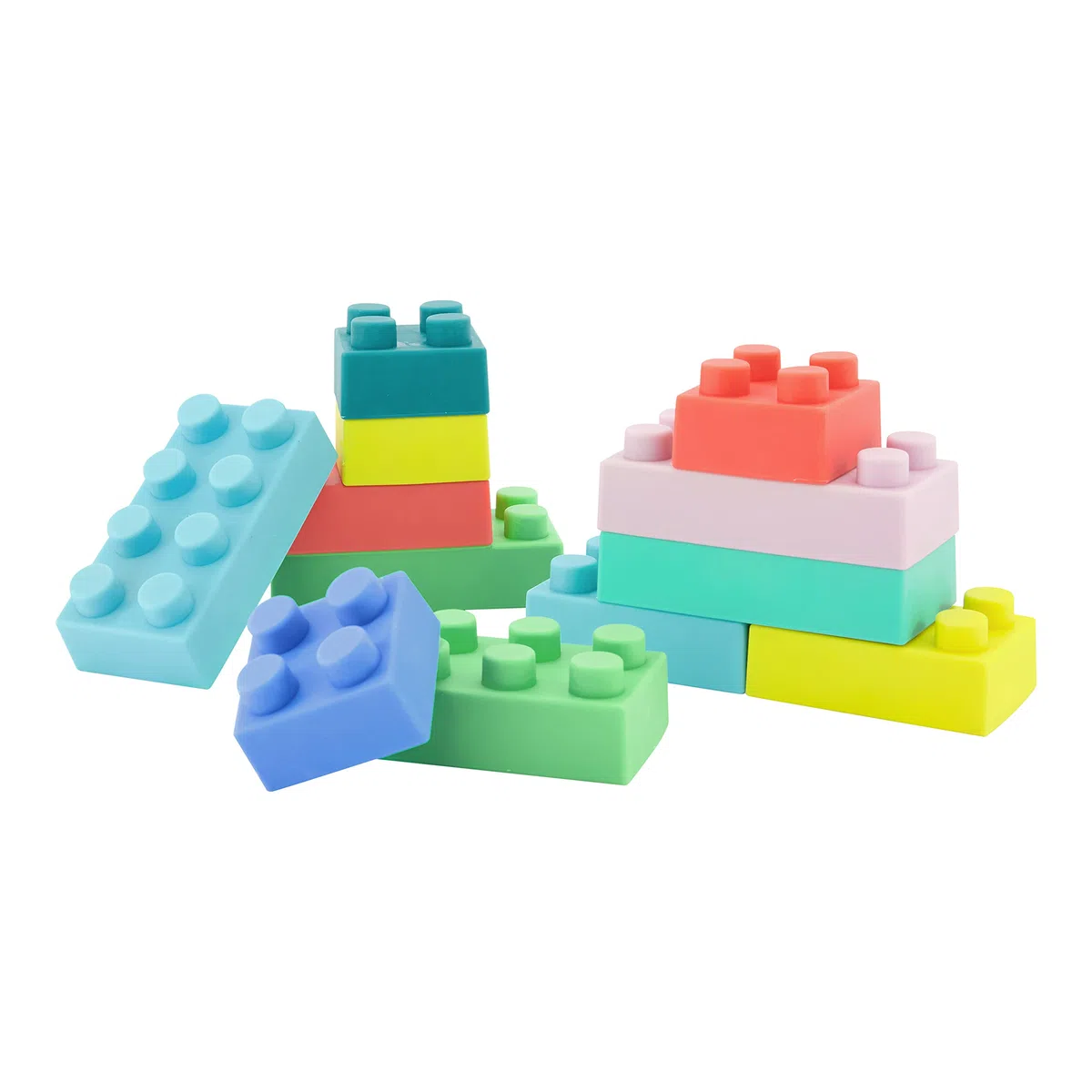 INFANTINO Mattoncini da costruzione super morbidi, facili da tenere per neonati e bambini, senza BPA, multicolore, set da 12 pezzi