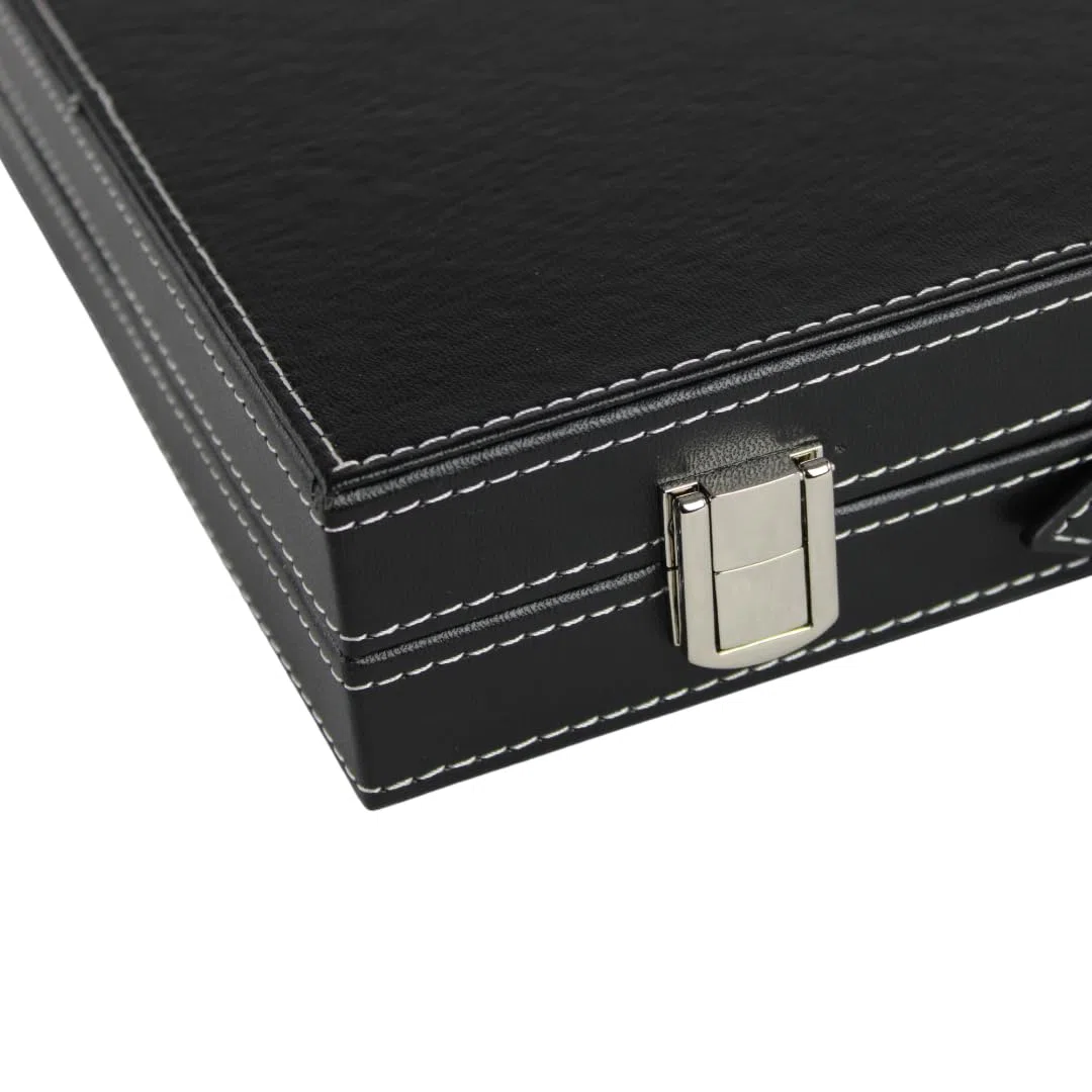 Set Backgammon in pelle marrone rustico, 53,3 cm
