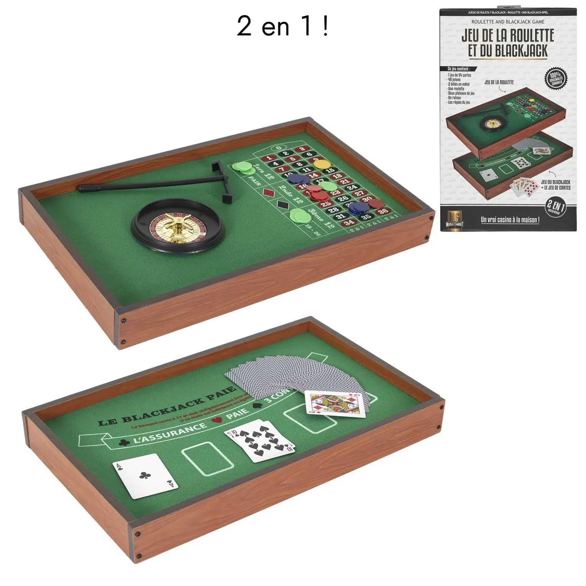 MISTER GADGET, MG3490, Porta Il Casinò a casa Tua con Questo Gioco da Casinò 2 in 1! Bluff, strategia e risate garantite tra Amici e in Famiglia con Questo Gioco di Blackjack e Roulette.