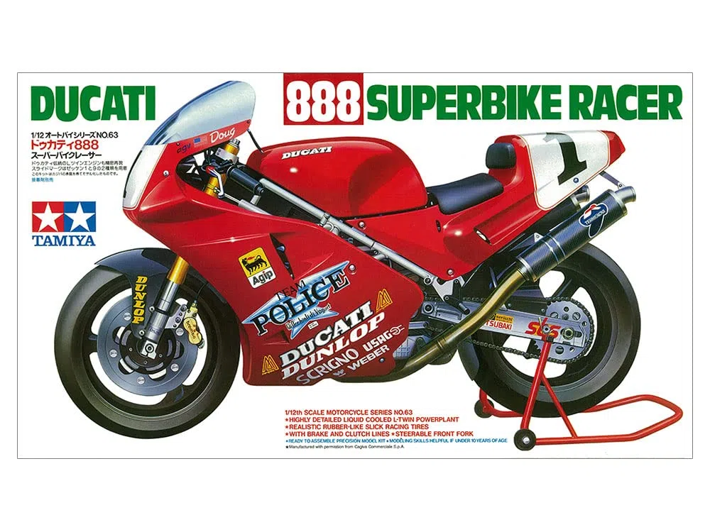 Tamiya 4950344992546 300014063-1:12 Ducati 888 Superbike 1993, Rosso