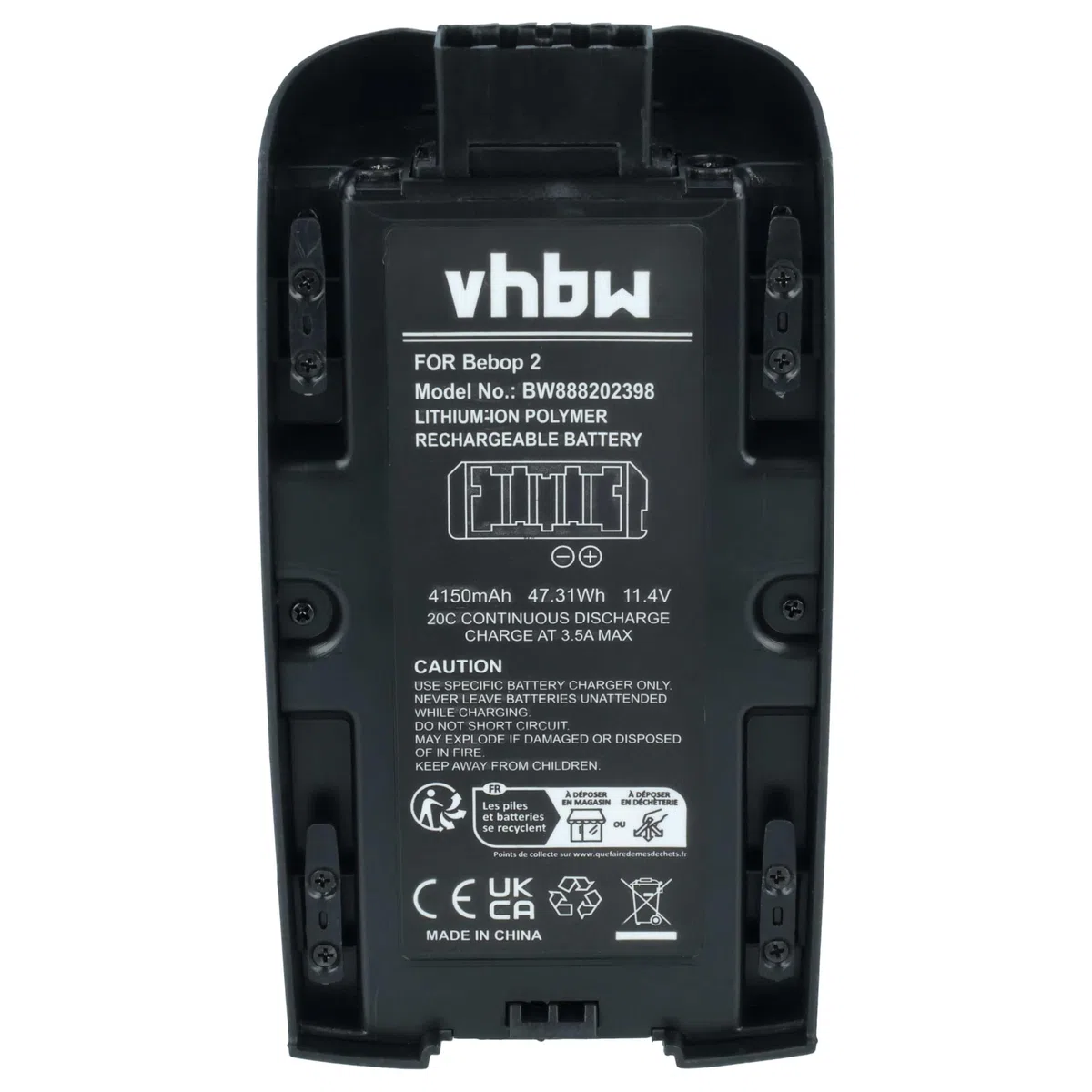 vhbw batteria compatibile con Parrot Bebop 2 Power drone quadricottero multicottero (4150mAh, 11,4V, Li-Poly)