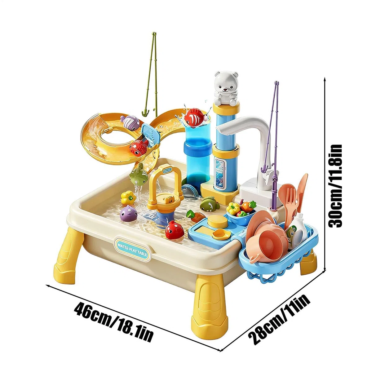 Tavolo Con Sabbia E Acqua - Bacino Con Pompa Elettrica, Set Da Gioco Sensoriale Di Dimensioni 46x28x30 Cm, Centri Gioco Educativi Nel Cortile, Robusta Stazione Per Spruzzi In ABS | Giocattolo
