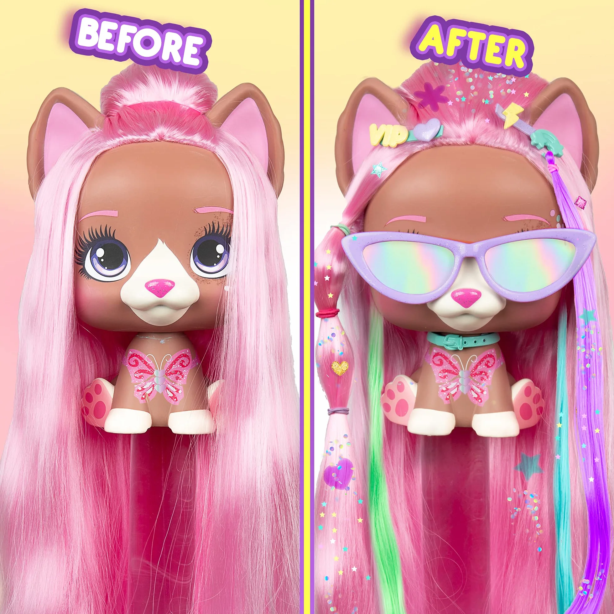 VIP PETS Mega Pet Nyla | Bambola da acconciare con fluenti capelli extra lunghi facili da pettinare e acconciare con +30 Accessori per acconciare e colorare i capelli - Per bambini dai 3 anni in su