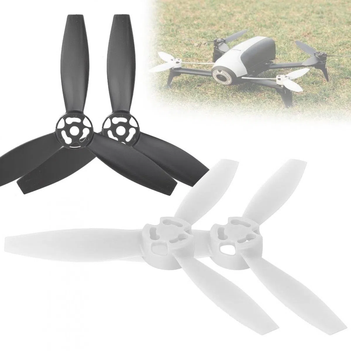 per droni, 4 eliche di ricambio RC per Bebop 2 (2 nere, 2 bianco)