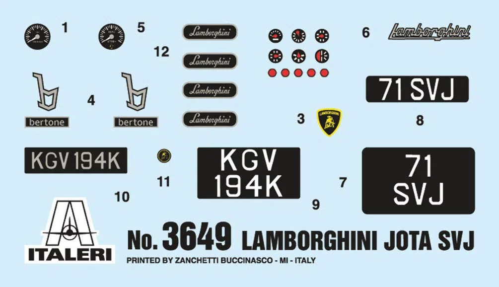 Italeri 3649 Modello in Plastica da Assemblare Auto Lamborghini Miura Jota Svj- Model Kit Scala 1:24