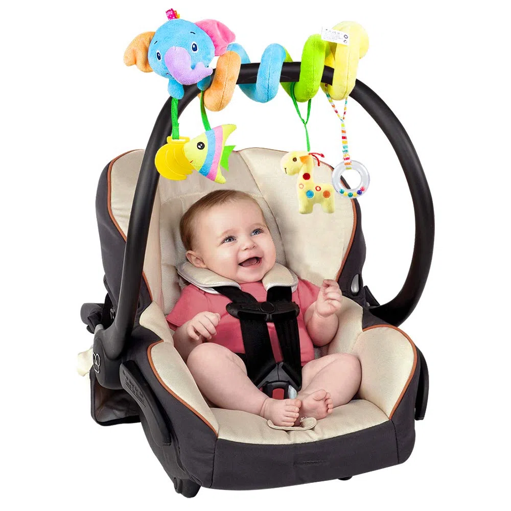 caterbee Giocattolo per seggiolino auto per bambini, a spirale, in peluche, da appendere alla carrozzina, accessori per bambini o bambine (elefante)