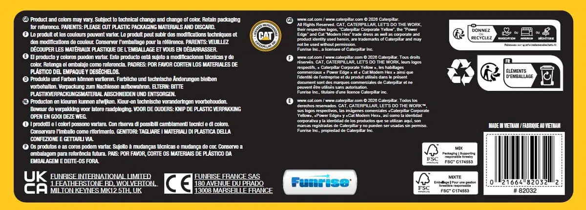 CAT erpillar - Construction Fleet Pack di 4 veicoli 25 cm camion ribaltabile, caricatore anteriore, escavatore, bulldozer