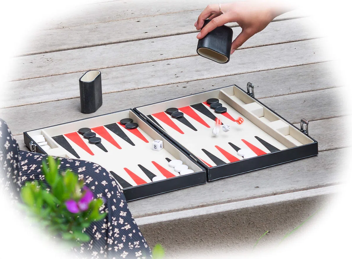 Engelhart - 250505 - Set da Backgammon Rosso Bianco e Nero 36 cm