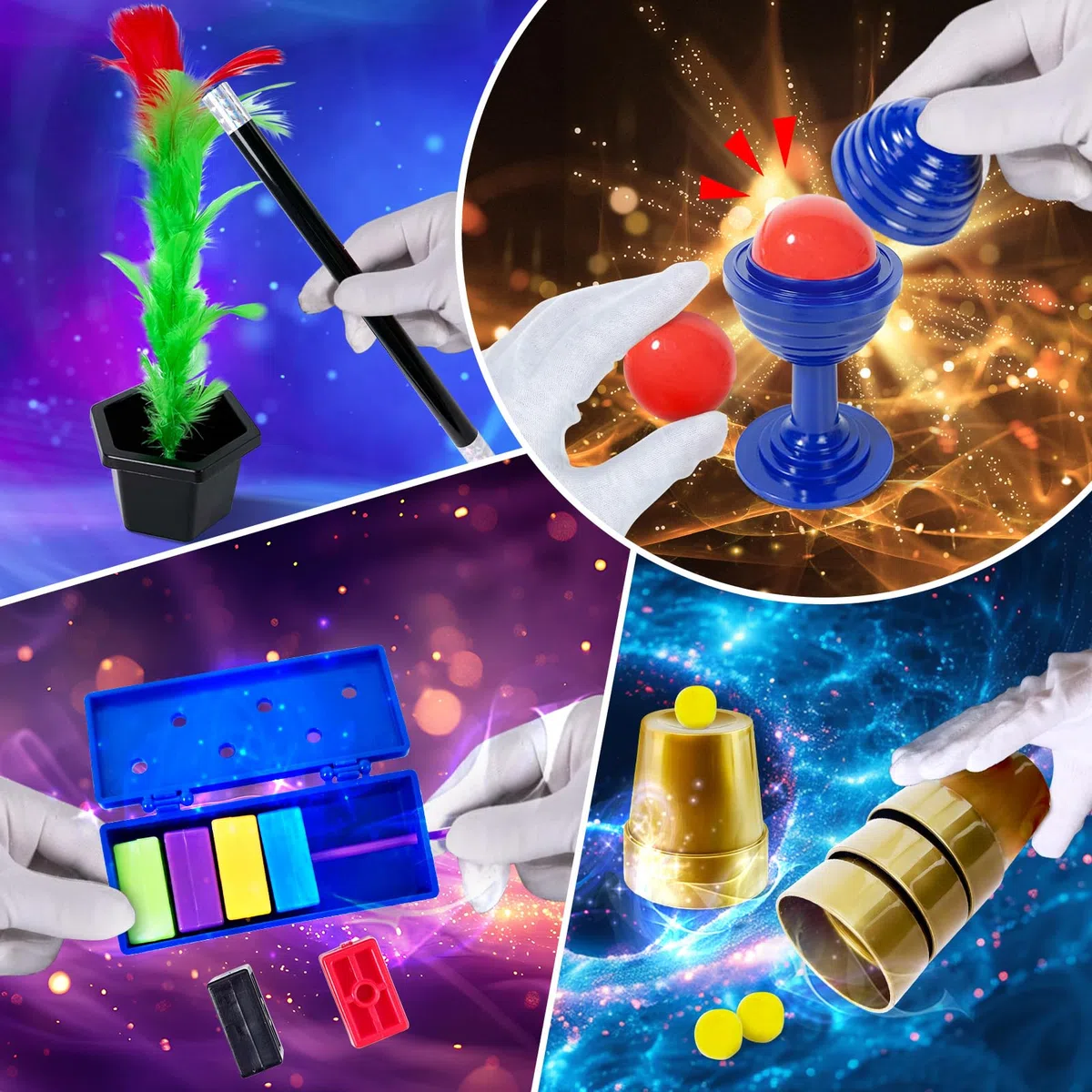PATIFEED Kit di Magia, Giochi di Magia con Costume da Mago, Trucchi Magici per Bambini di 6 7 8 9 10 11 12 Anni