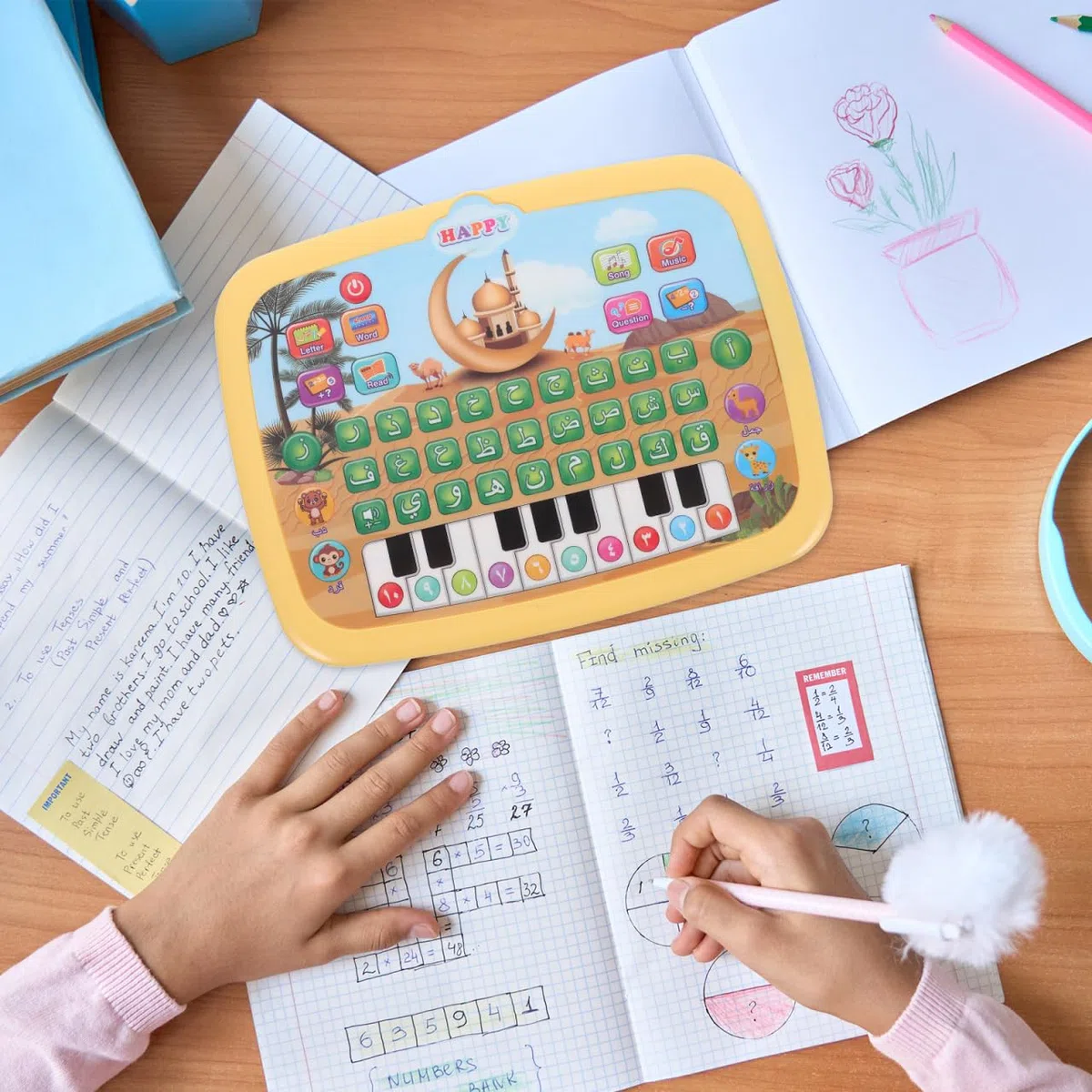 ibasenice Macchina di apprendimento Arabo interattiva per Bambini – Giocattolo educativo precoce con Musica Alfabeto e Suono per Bambini in età prescolare – Pad educativo per Lo Sviluppo del