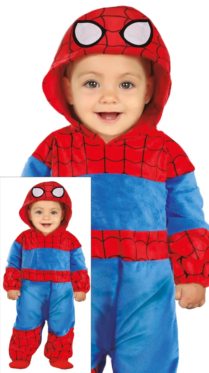 FIESTAS GUIRCA | Costume Baby Hero - Cappuccio e Tuta per Bebè e Bambini Piccoli - Costumi da Supereroi e Villain per Feste, Halloween e Carnevale - Blu e Rosso