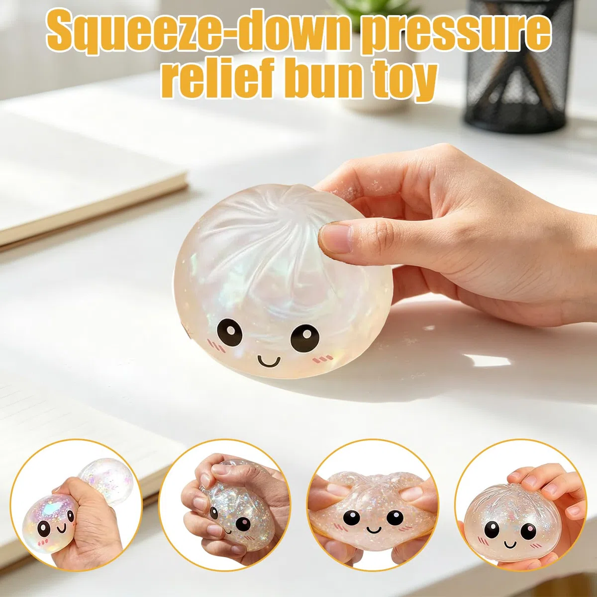 Giant Glitter Dumpling Squishy Toy, 2Pezzi Squishys A Forma Di Ravioli Glitterati, Glitter Dumpling Squishy, Morbida Pallina Antistress Ravioli Spremere Giocattoli, giocattolo da scrivania estensibile