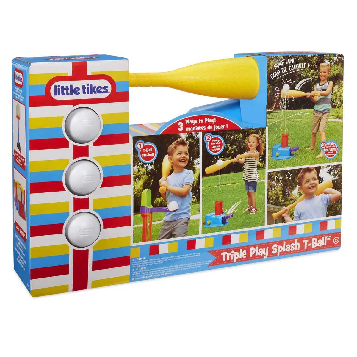 L.O.L. Surprise! Little Tikes Triple Play Splash - Set di Palline da Baseball per Bambini, Regolabile, con 3 Palline, Lanciatore Pop-up e T-Ball Splash, Senza batterie, età da 24 Mesi a 6 Anni
