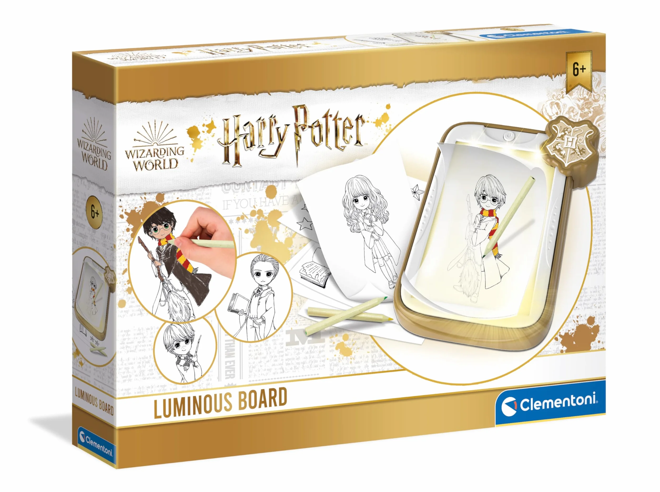 Clementoni Harry Potter LED Luminosa, Magica 7 Anni-Gioco Creativo Lavagna cancellabile-Set Disegno per Bambini, Multicolore, 18670