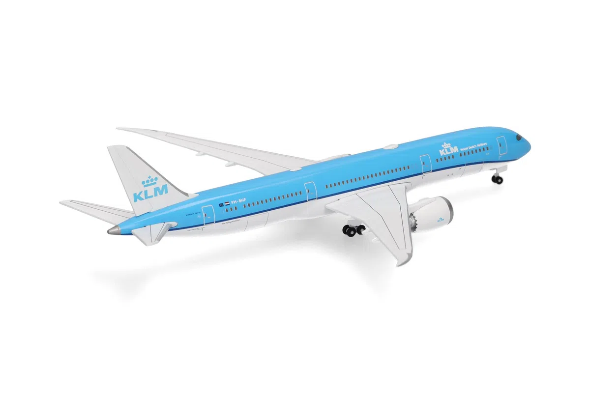 Herpa aereo in miniatura KLM Boeing 787-9 Dreamliner, miniatura in scala 1:500, pezzo da collezione, modello di aereo senza base, metallo