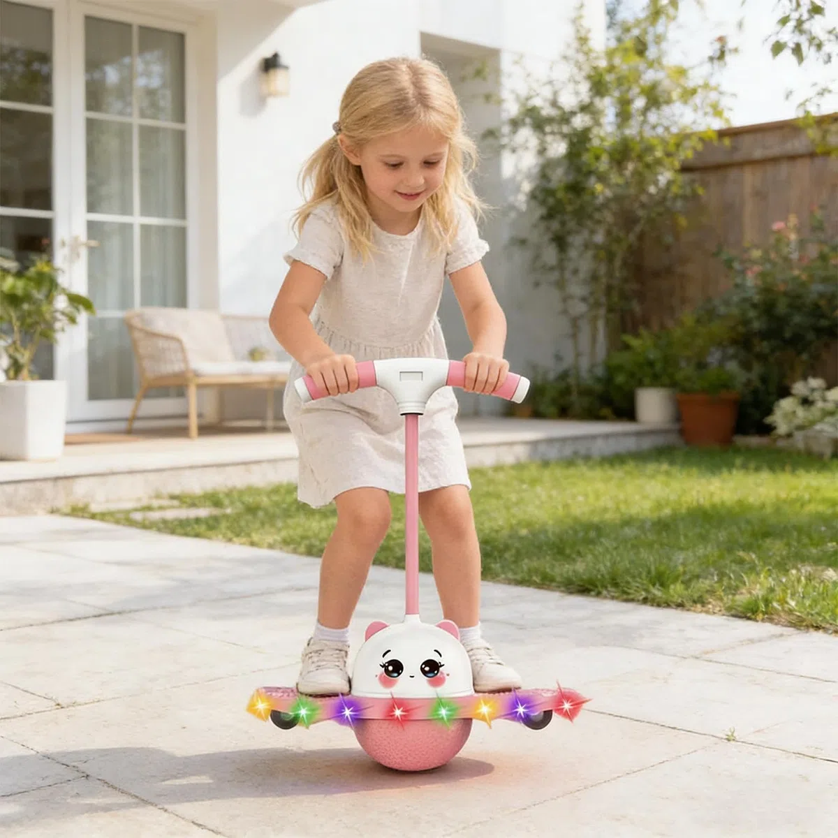 Palla da salto per equilibrio luminoso per bambini, giocattolo per esercizi rimbalzanti antiscivolo, capacità di equilibrio per l'allenamento per bambini, ragazzi e ragazze