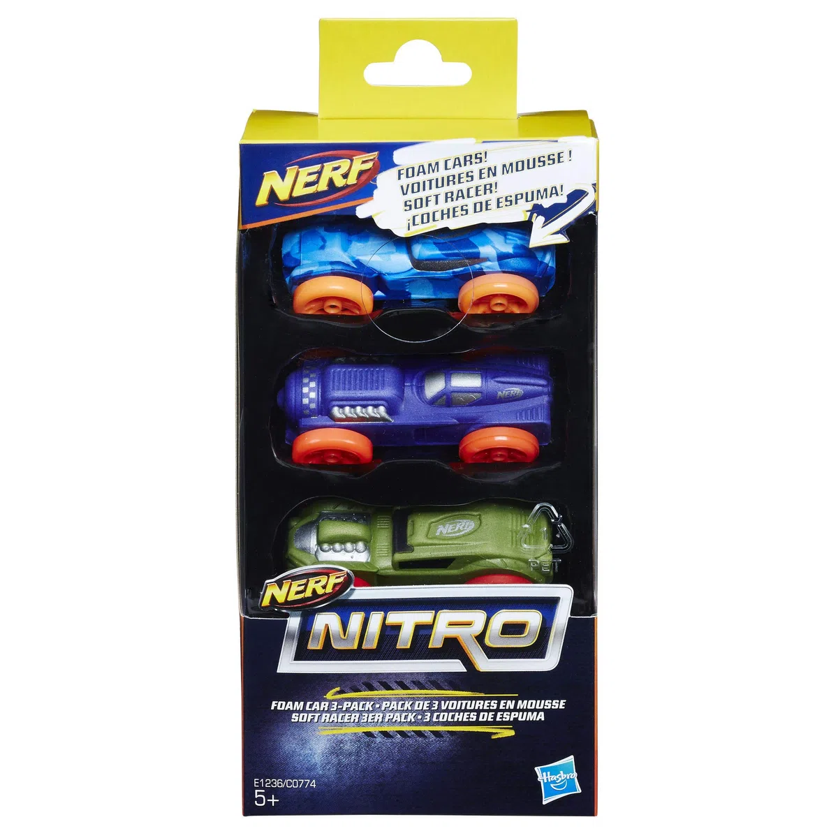 Hasbro Nerf Nitro - Confezione da 3 Macchinine Veicoli (Colori e Modelli Assortiti), C0774EU4