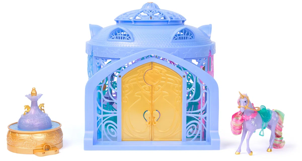 Unicorn Academy, Starglow Fountain & Stable Playset con Wildstar, luci e suoni, 24 accessori, bambole e unicorni giocattolo per bambine dai 4 anni in su