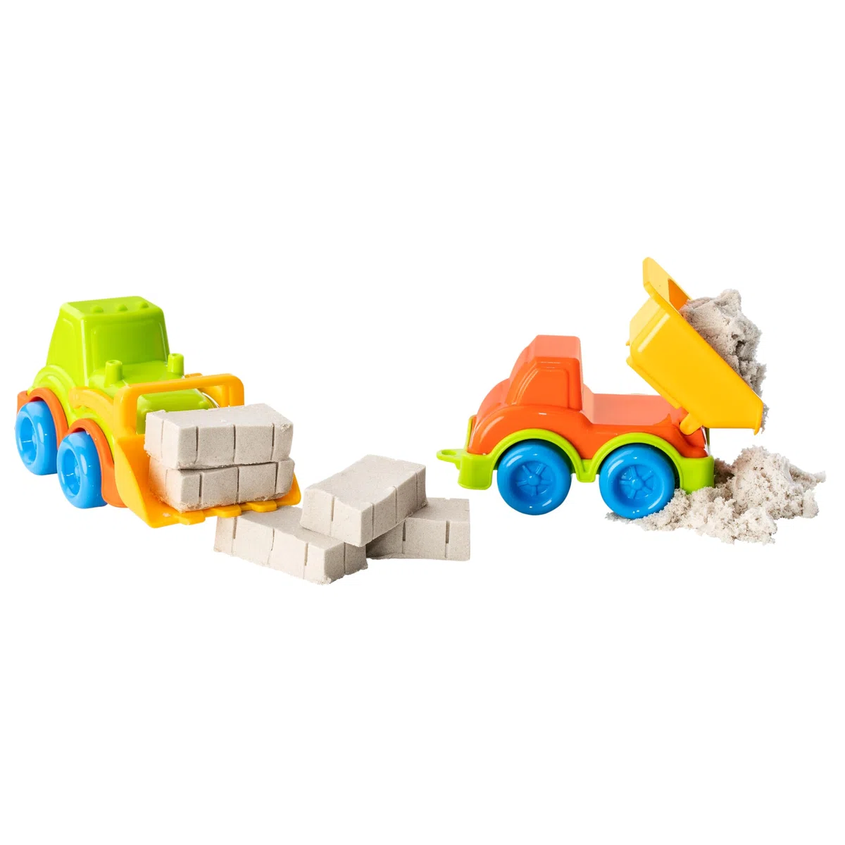 Genio Kids Set Sabbia Magica Costruzione - 1 kg di Sabbia per Bambini con Camion e Escavatore, Sabbiera e Accessori, Gioco Creativo e Sensoriale, Regalo per Bambini 3 4 5 6 7 8 Anni