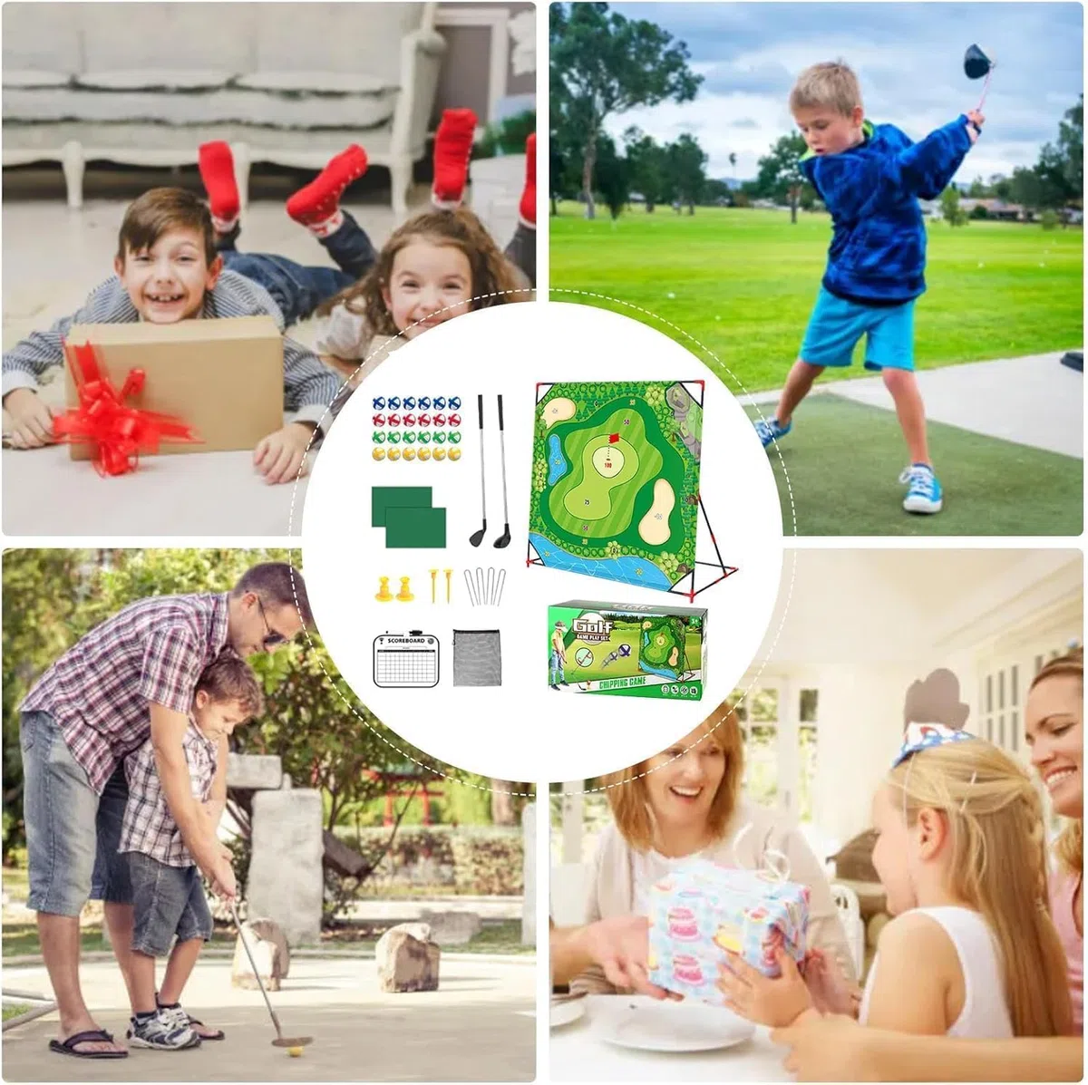 Golf Battle - Set da gioco per esterni e interni, per bambini e adulti, con tappetino da swing, parete bersaglio e putting trainer - favorisce il gioco attivo, la coordinazione e le abilità di golf