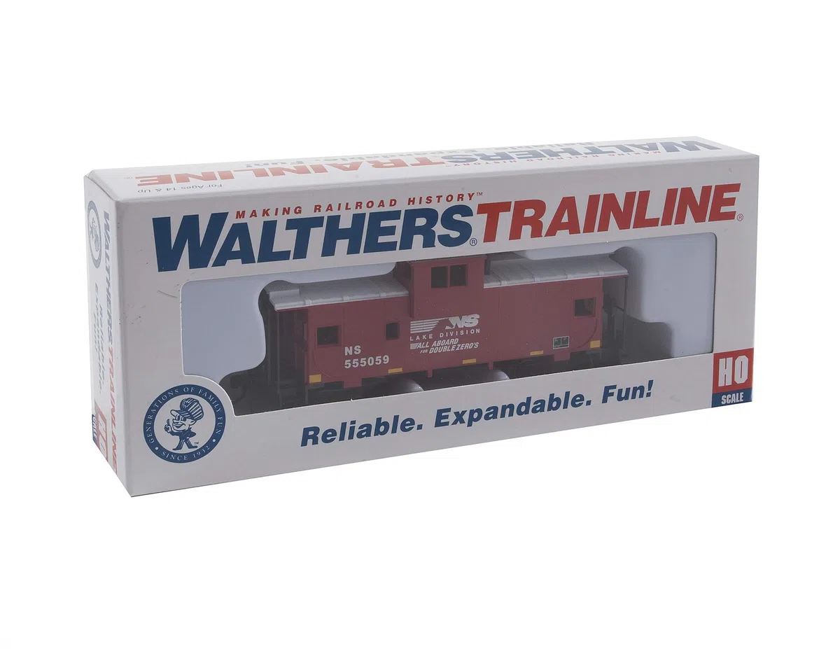 Walthers Trainline - Caboosa a visione ampia, pronta per l'esecuzione, Norfolk Southern (rosso, bianco) 931-1527 HO Scale Model Railroad - Modello merci
