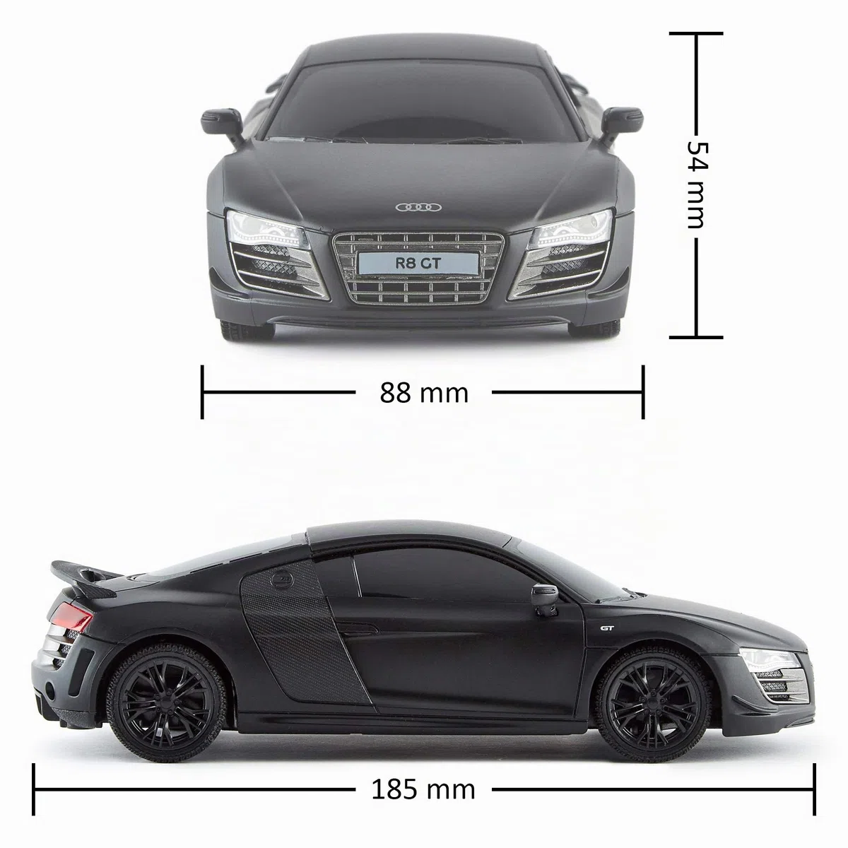CMJ RC Cars AUDI R8 GT, auto telecomandata con licenza ufficiale con luci di lavoro, auto radiocomandata per ragazzi e ragazze Giocattoli scala 1:24, 2,4 Ghz Gareggia con più di 10 auto insieme (nero)