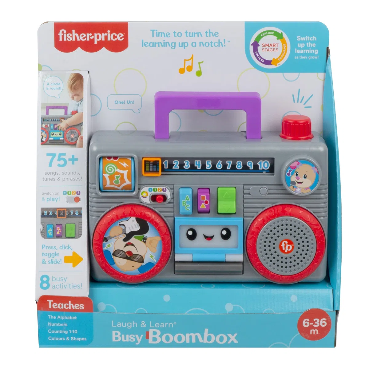 Fisher-Price Ridi & Impara Stereo Baby DJ, Gioco attività Musicale con contenuti didattici per Neonati e Bambini Piccoli, Giocattolo per Bambini 6+ Mesi, Edizione: UK-Inglese, GYC18