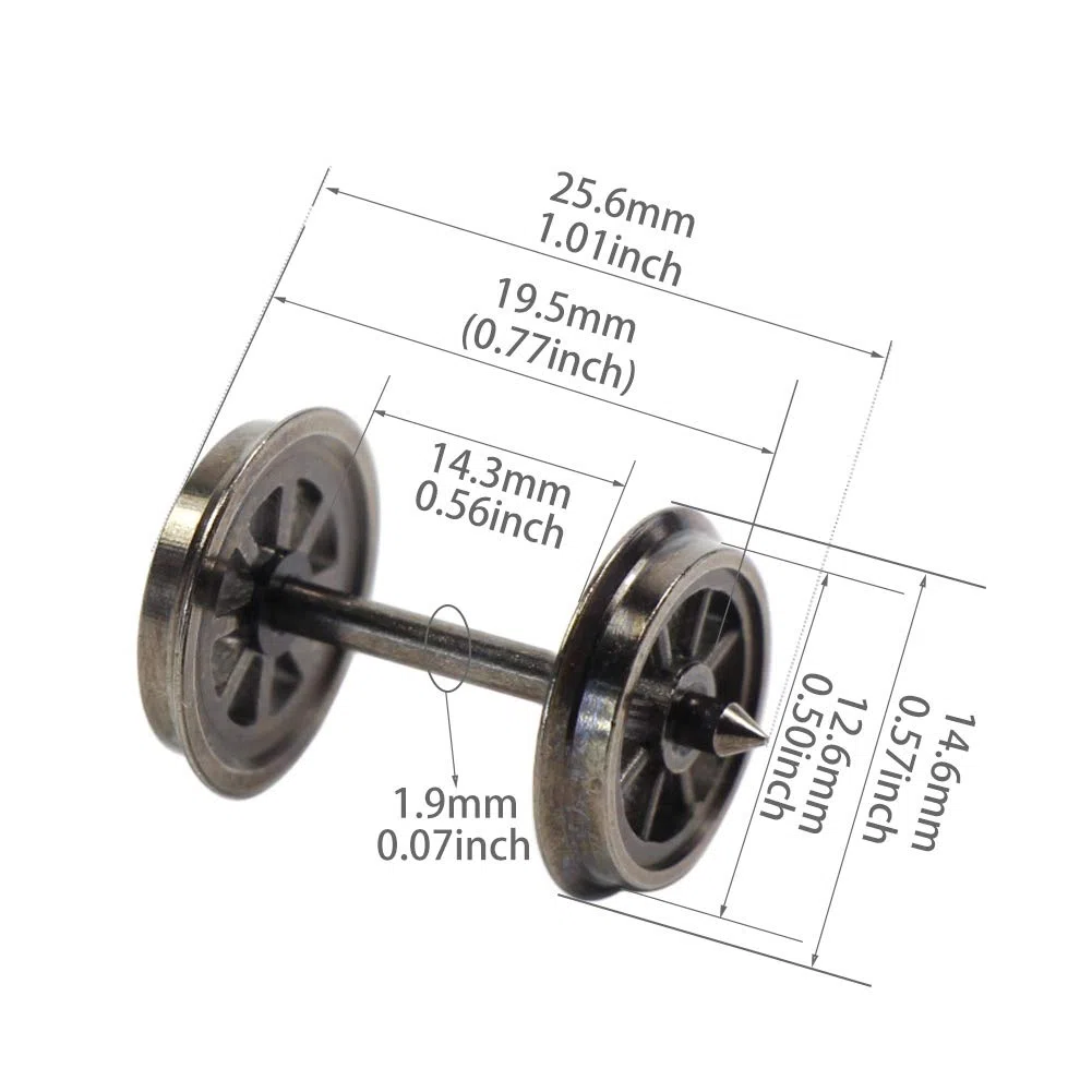 Evemodel H0 DC HP1487 - Set di 12 ruote in metallo per modellini treni, 36"