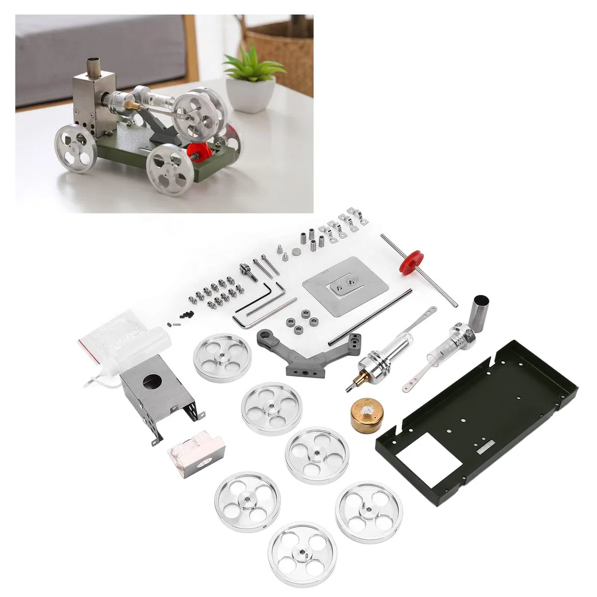 Atyhao Kit Motore a Vapore, Macchinari a Vapore Kit di modellismo Funzionamento Semplice Modello di Motore Stirling per l'apprendimento Meccanico della Fisica per Le dimostrazioni in Classe